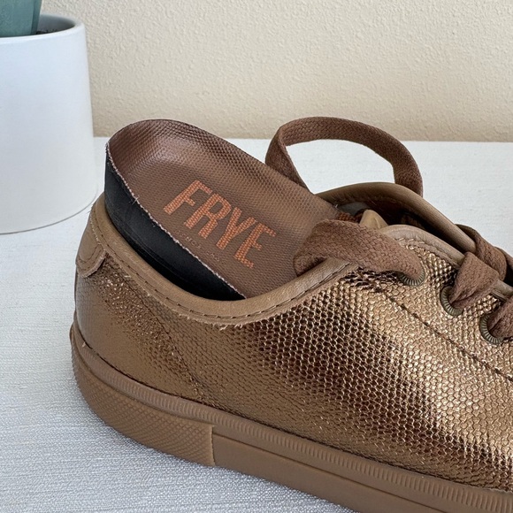 FRYE Gia Canvas Bronze Metallic Leather Casual Sneakers Women’s 6.5M - Picture 9 of 13